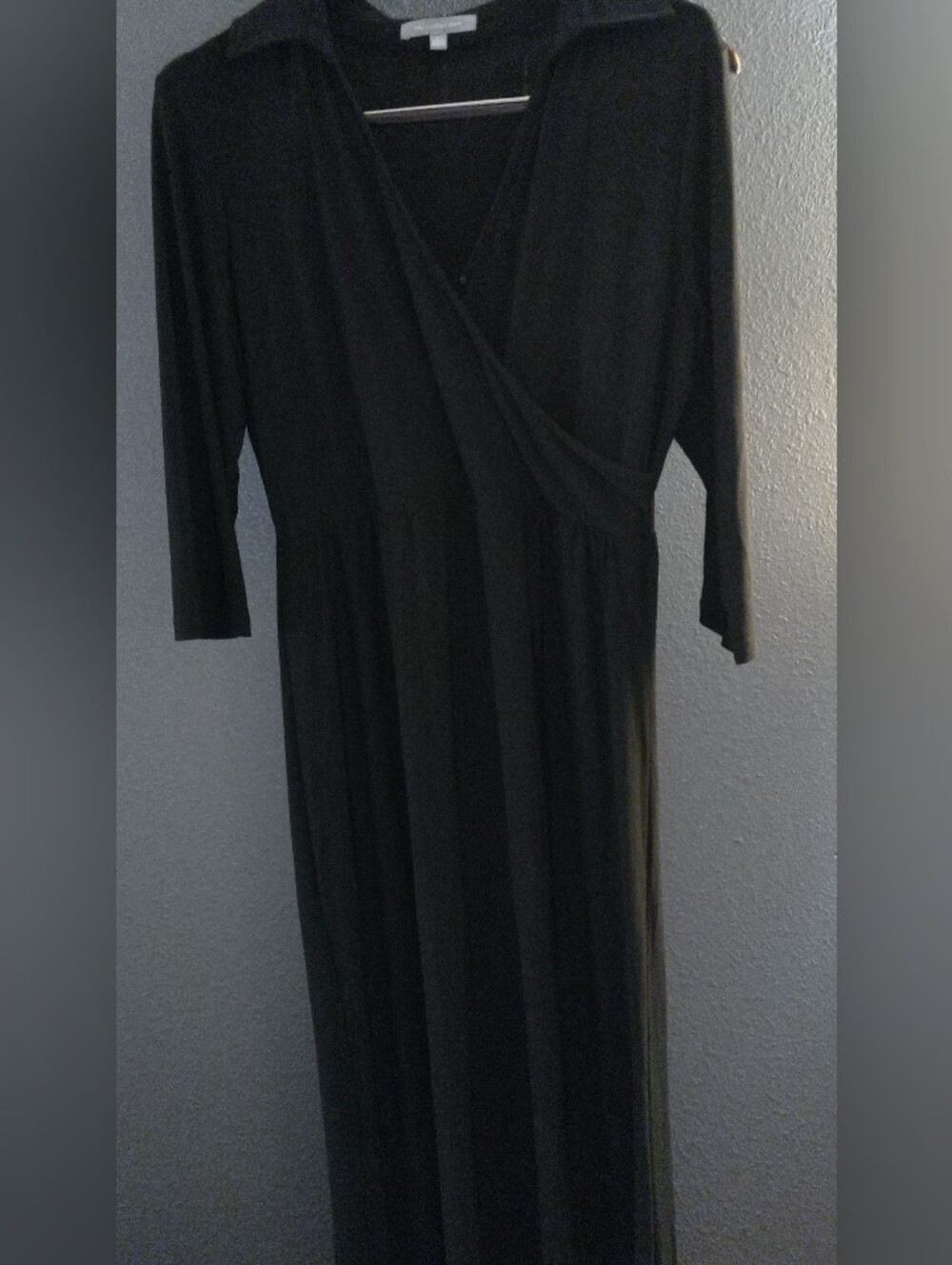 NY Collection Black Faux Wrap Maxi Dress Plus Size Large